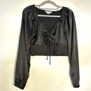 American Eagle Satin Cropped Blouse